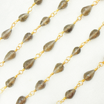 Load image into Gallery viewer, Smoky Quartz Tear Drop Shape Gold Plated Wire Chain