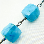 Load image into Gallery viewer, Turquoise Cube Shape Oxidized 925 Sterling Silver Wire Chain.