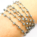 Load image into Gallery viewer, Coated Labradorite Oxidized 925 Sterling Silver Wire Chain