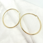 Load image into Gallery viewer, 14K Solid Gold Hollow Smooth Hoop