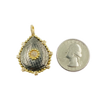 Load image into Gallery viewer, Sterling Silver Black Rhodium with Diamonds Drop Shape Charm with Flowers around