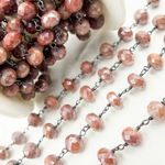 Load image into Gallery viewer, Coated Peach Quartz Oxidized Wire Chain.