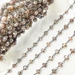 Load image into Gallery viewer, Coated Rondel Moonstone Oxidized Wire Chain.