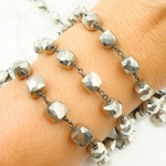 Load image into Gallery viewer, Steel Pyrite Cube Shape Oxidized Wire Chain. PYR40