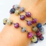 Load image into Gallery viewer, Multi Sapphire Oxidized Wire Chain.