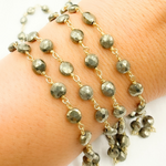 Load image into Gallery viewer, Pyrite Small Coin Shape Gold Plated Wire Chain