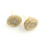 Load image into Gallery viewer, 14K Solid Gold and Diamonds Oval Earrings.
