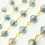 Load image into Gallery viewer, Coated Labradorite Round Gold Plated Wire Chain