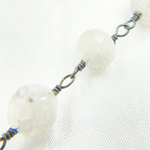 Load image into Gallery viewer, White Moonstone Round Shape Oxidized Wire Chain.