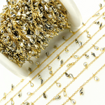 Load image into Gallery viewer, Steel Pyrite Drop & CZ Pear Shape Dangle Oxidized Wire Chain.