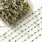 Load image into Gallery viewer, Chrysocolla & CZ Dangle Oxidized Wire Chain