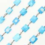 Load image into Gallery viewer, Turquoise Rectangle Shape Oxidized Wire Chain
