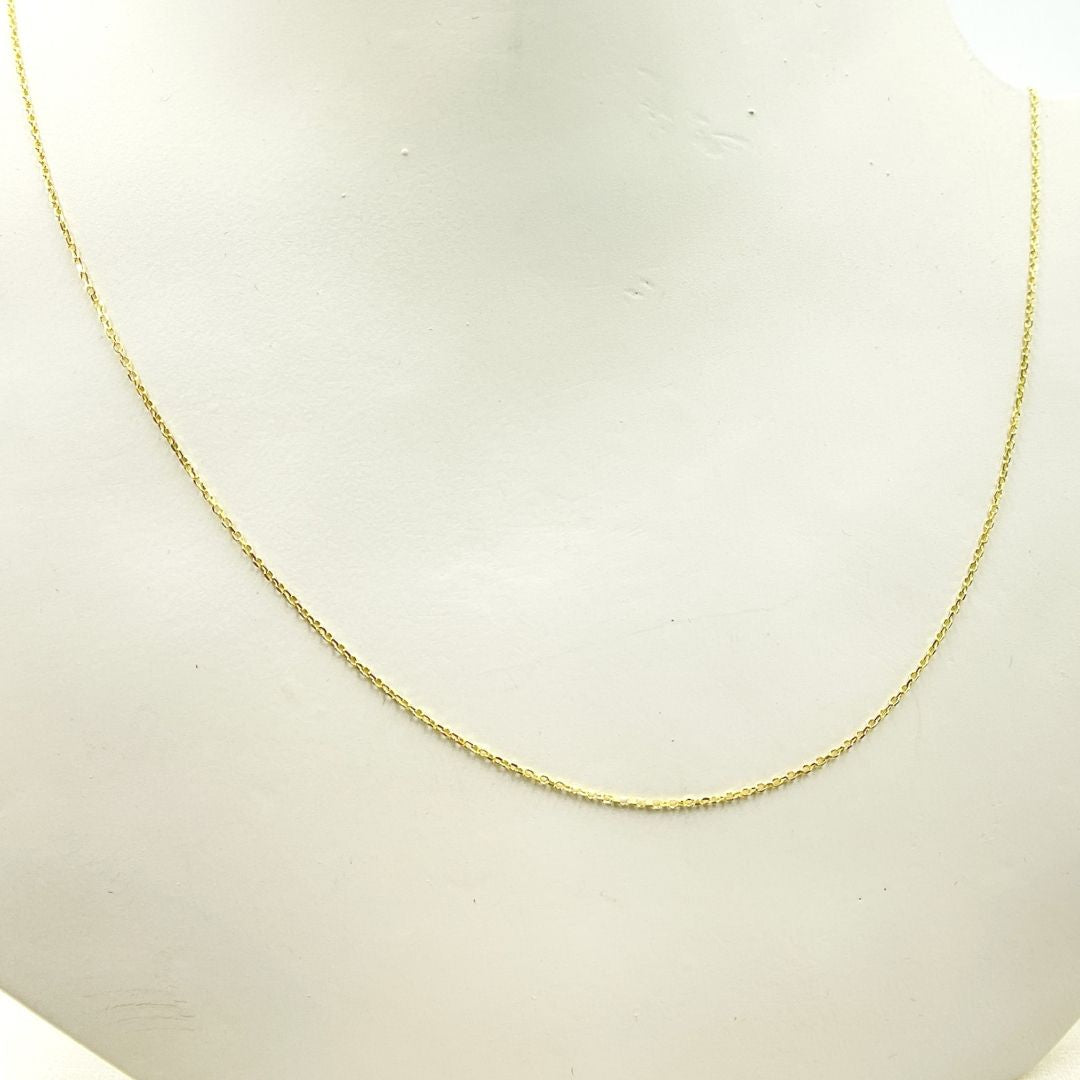 14K Solid Yellow Gold Diamond Cut Cable Link Chain