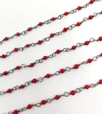 Load image into Gallery viewer, Red Coral Wire Wrap Chain