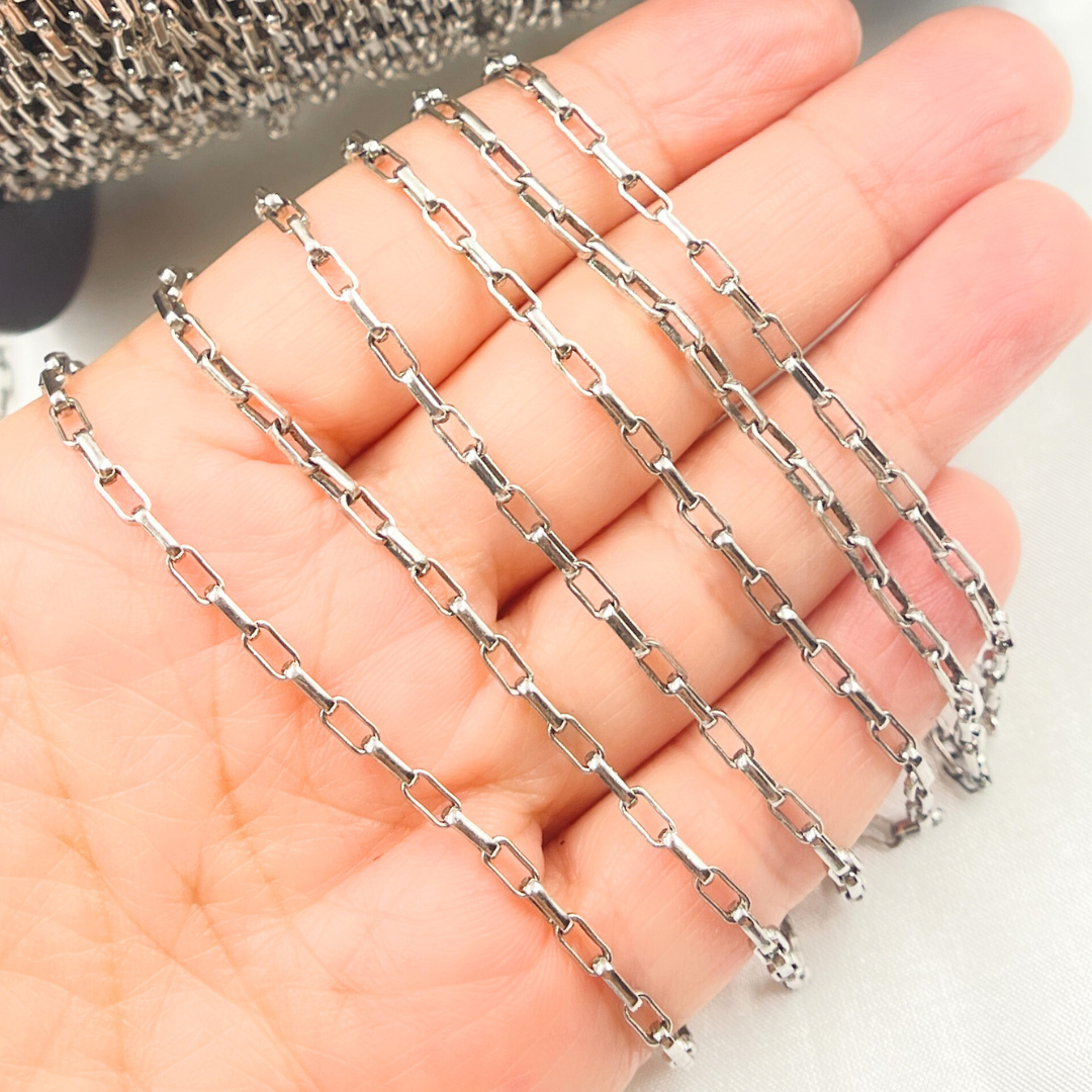Oxidized Sterling Silver Smooth Box Link Chain