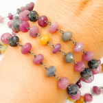 Load image into Gallery viewer, Multi Sapphire Oxidized Wire Chain.