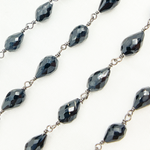Load image into Gallery viewer, Black Spinel Pear Shape Oxidized Wire Chain