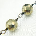 Load image into Gallery viewer, Pyrite Faceted Round Shape Oxidized Wire Chain.