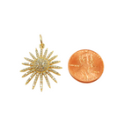 Load image into Gallery viewer, 14K Solid Gold Diamond Sun Charm