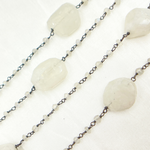 Load image into Gallery viewer, White Moonstone Fancy Oxidized Wire Chain.