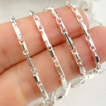 Load image into Gallery viewer, 925 Sterling Silver Diamond Cut Bar Link Chain.