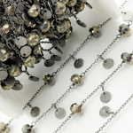 Load image into Gallery viewer, Pyrite and Dangle Disc Oxidized Connected Wire Chain.