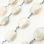Load image into Gallery viewer, Created White Opal Oval Shape Oxidized Wire Chain