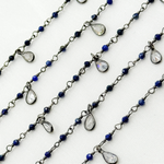 Load image into Gallery viewer, Lapis Lazuli & CZ Dangle Gold Plated Wire Chain.