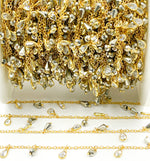 Load image into Gallery viewer, Steel Pyrite Drop & CZ Pear Shape Dangle Oxidized Wire Chain.