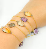 Load image into Gallery viewer, Multi Gemstone Organic Shape Connected Wire Chain.