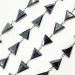 Load image into Gallery viewer, Black Spinel Triangle Shape Oxidized 925 Sterling Silver Wire Chain