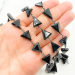 Load image into Gallery viewer, Black Spinel Triangle Shape Oxidized 925 Sterling Silver Wire Chain