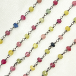 Load image into Gallery viewer, Multi Sapphire Faceted Oxidized Wire Chain. MSA15