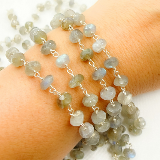 Labradorite 925 Sterling Silver Wire Chain