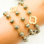 Load image into Gallery viewer, Pyrite With Marquis Shape Gold Plated Wire Chain