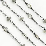 Load image into Gallery viewer, Labradorite & White Topaz Oxidized Connected Wire Chain.