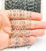 Load image into Gallery viewer, Rainbow Moonstone Wire Wrap Chain made with Black Rhodium 925 Sterling Silver.