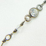 Load image into Gallery viewer, Coated Moonstone & CZ Combination Oxidized Wire Chain