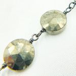 Load image into Gallery viewer, Pyrite Coin Shape Oxidized Wire Chain.