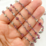 Load image into Gallery viewer, Multi Sapphire Pink Oxidized Wire Chain.