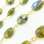 Load image into Gallery viewer, Labradorite Oval Shape Gold Plated Wire Chain