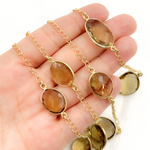 Load image into Gallery viewer, Whisky Quartz Organic Shape Bezel Gold Plated Wire Chain.