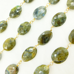 Load image into Gallery viewer, Labradorite Oval Shape Gold Plated Wire Chain