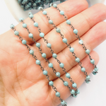 Load image into Gallery viewer, Turquoise Black Rhodium 925 Sterling Silver Wire Chain