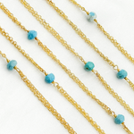 Load image into Gallery viewer, Turquoise Double Gold Plated Connected Wire Chain.