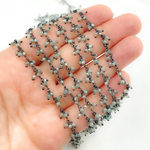 Load image into Gallery viewer, Coated Green Quartz Cluster Dangle Oxidized Wire Chain.