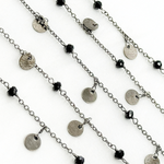 Load image into Gallery viewer, Black Spinel & Dangle Disc Oxidized Wire Chain. BSP31