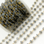 Load image into Gallery viewer, Grey Moonstone Gold Plated 925 Sterling Silver Wire Chain