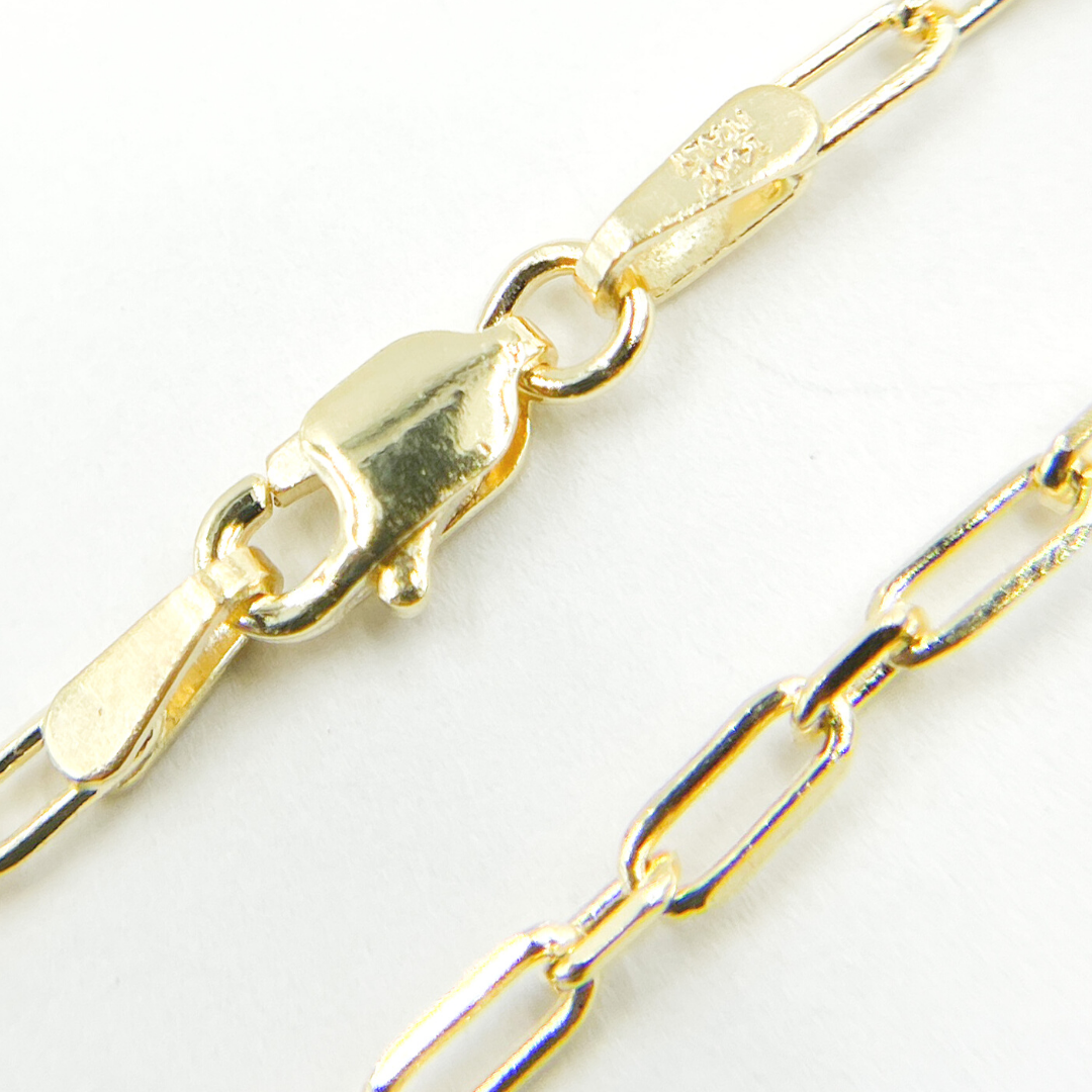14K Solid Gold Paperclip Long & Short Link Chain