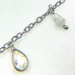 Load image into Gallery viewer, Labradorite Drop & CZ Pear Shape Dangle Oxidized Wire Chain.